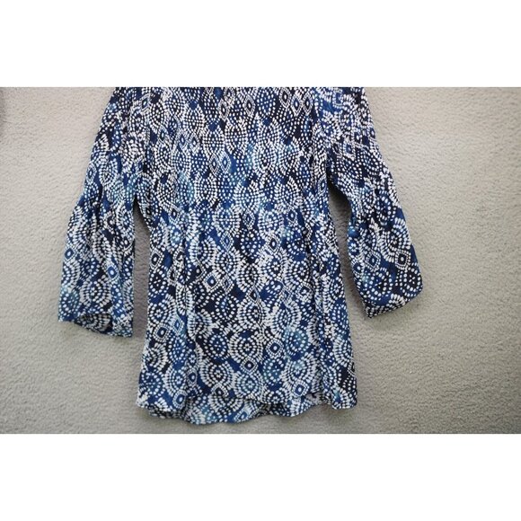 Spense 3/4 Bell Sleeve Stretchy Smocked Tunic-Size Large-BOHO - Picture 10 of 10